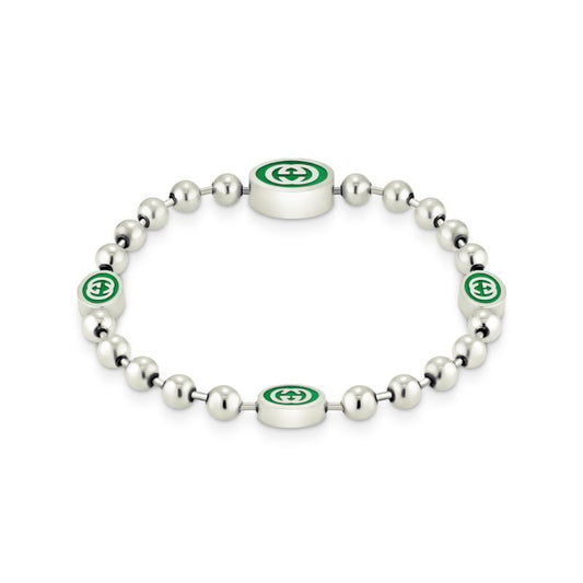 Gucci Interlocking G Enamel Ball Chain Silver Bracelet 701609 J8410 8414 144594052 [P]