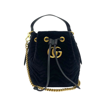 GUCCI 525081 GGマーモント マトラッセ ベルベット バケット トートバッグ 兼 クロスボディバッグ 131852660