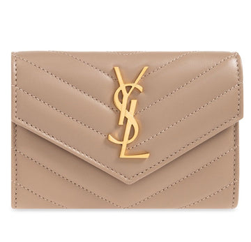 Saint Laurent Monogram Small Flap Wallet in Smooth Leather Quilted Wallet Dusty Grey 414404 AAA44 1722 132131369