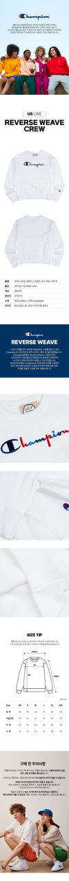 Champion Reverse Weave 3-Color Script Logo Women's Crew Neck White 118695517 [P]