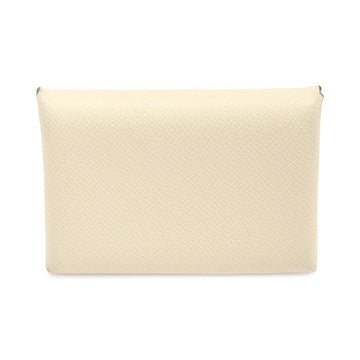 HERMES H044164CK10 クレ アプソン カーフスキン 銀色 カルビ デュオ コンパクト カードホルダー B刻印 132249616