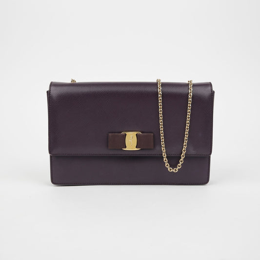 SALVATORE FERRAGAMO 21 D855 バラ ジニー チェーン ショルダー クロスバッグ 131848537 [P]