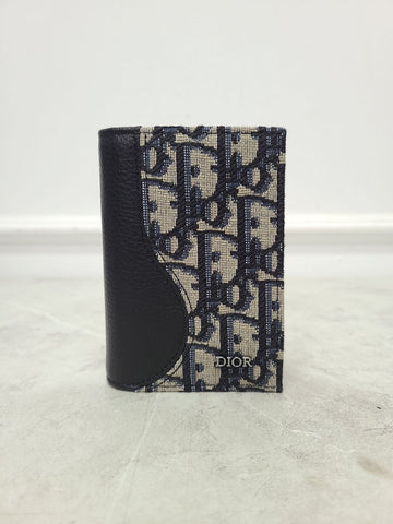 DIOR Beige Oblique Saddle Vertikaler 2-Fächer Kartenhalter 132279589