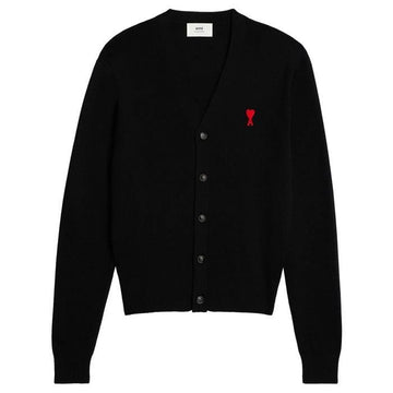 AMI Merinowoll-Cardigan mit Herzlogo Schwarz BFHKC001 001 132328129