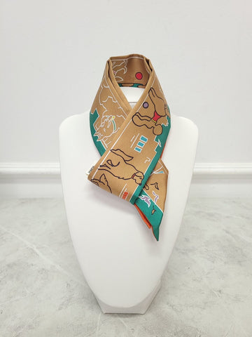 HERMES Kamel Beige Pariser Dog Twilly Bandana 132433541