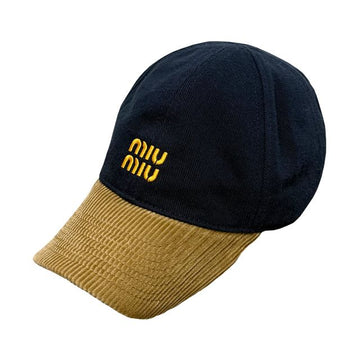 Miu Miu Embroidered Logo Denim Corduroy Cap Blue (5HC369 2CWD F0008) 132490079