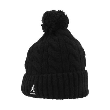 KANGOL K4460SM BLACK Kabelstrick Pompon Mütze 144767889 [P]