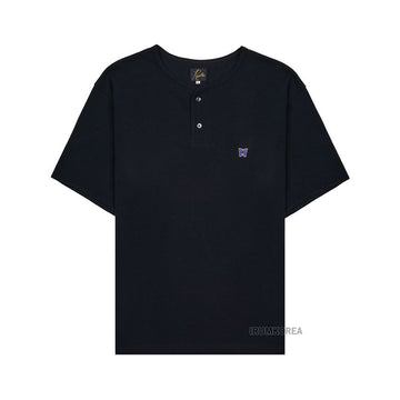 Needles QV355C BLACK SS25 Men's Henley Neck T-Shirt 132698853