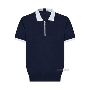 KITON V110A ホワイト ダークブルー SS25 メンズ ポロ シャツ 132699070
