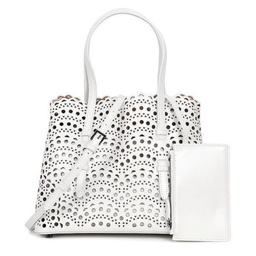 Alaia Optic White Bien Wave Lux Mina 25 Tote Bag 125210645 [P]