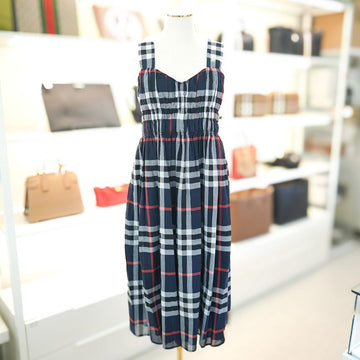 Burberry Check Sleeveless Dress 80994101 DELILAH Cotton Navy Chiffon 132712983