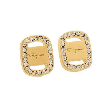 SALVATORE FERRAGAMO Logo Kristall Ohrringe Gold 76-0224 0717135 43752353