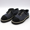 CHANEL G32357 Tweed Pearl Lace-Up Sneakers 35C 132992633 [P]