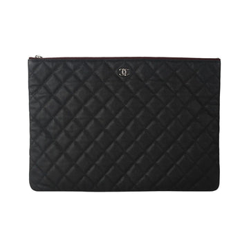 CHANEL Caviar Classic Pocket Clutch Bag Silver Large (New Hologram) 34775 133039585