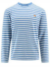 MAISON KITSUNE Reguläre T-Shirt mit Fox-Kopf-Patch und maritimen Streifen 133042901 [P]