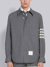 THOM BROWNE 4バーストライププレーンウィービングウールスナップボタンシャツ型ジャケット MJO055A 06146 035 133045296 [P]