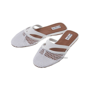 ALAIA AA3M101TK007 010 SS25 女性 トング ストラップ サンダル 133045725