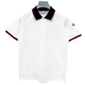 Moncler Kids Logo Patch 3-Color Trimming Pique Polo T-Shirt 133047483