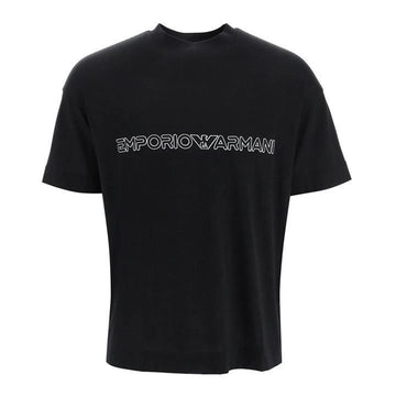 Armani Logo Embroidered T-Shirt Black 160404071 [P]
