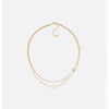 Dior Petit CD Double Necklace Gold Finish Metal White Crystal 133105600 [P]