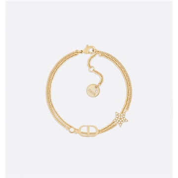 DIOR Petit CD Double Bracelet Gold Finish Metal White Crystal B1133PMTCY_D301 133105602 [P]