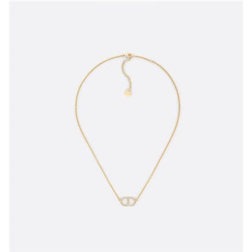 Dior Petit CD Necklace Gold Finish Metal Silver Tone Crystal 133105606 [P]