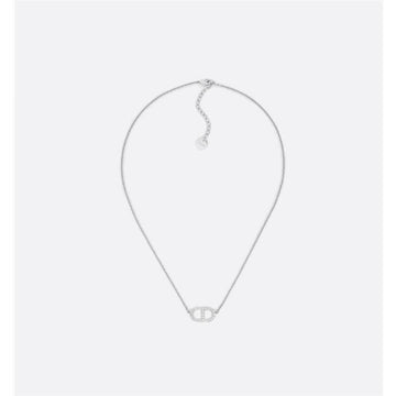 DIOR Petit CD Necklace Silber-Finish Metall Weißer Kristall D001 133105609 [P]