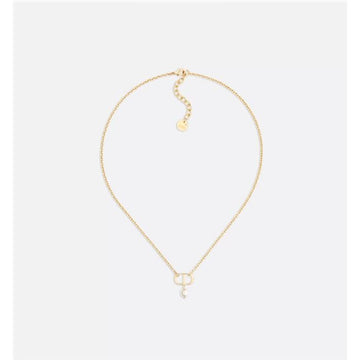DIOR Petit CD Halskette mit goldfarbener Metalloberfläche und weißen Harzperlen 133105611 [P]