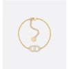 Dior Petit CD Bracelet Gold Finish Metal Silver Tone Crystal 133105638 [P]