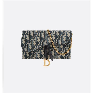 Dior Small Chain Pouch Blue Oblique Jacquard 133105649 [P]