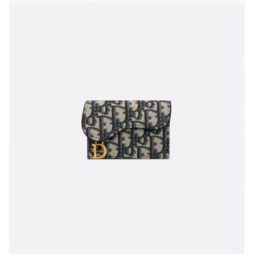 Dior Saddle Bloom Card Holder Blue Oblique Jacquard 133105657 [P]