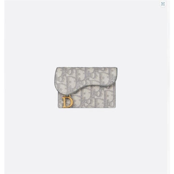 Dior Saddle Bloom Cardholder Grey Oblique Jacquard 133105659 [P]