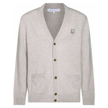 Maison Kitsune Bold Fox Head Cardigan Light Gray Melange NM00506KT1006 H120 110883655