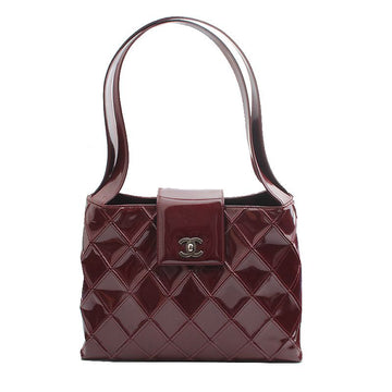 CHANEL Burgundy Patent Quilted Shoulder Bag 6 133132771
