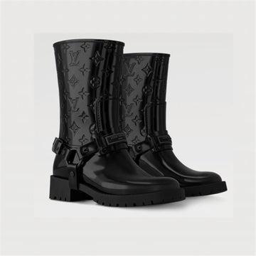 Louis Vuitton Drops Flat Half Rain Boots Black 1AHNH 133245376 [P]