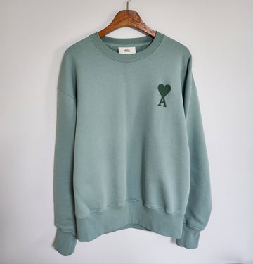 AMI L Aquagrün Big Heart Stickerei Herren Sweatshirt E21HJ028 747 133364199