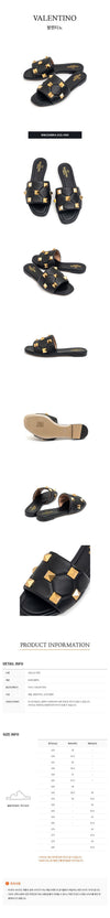 VALENTINO キルティングロマンスタッズフラットスライドサンダル 46979746 [P]
