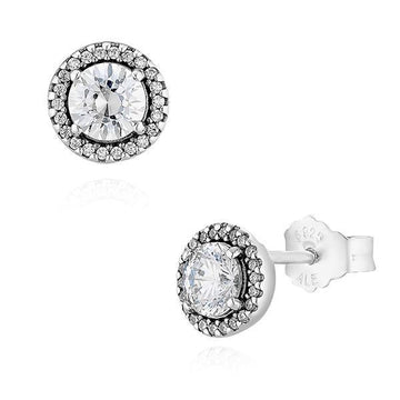 Pandora Round Sparkle Halo Silver Earrings 296272CZ 63263503 [P]