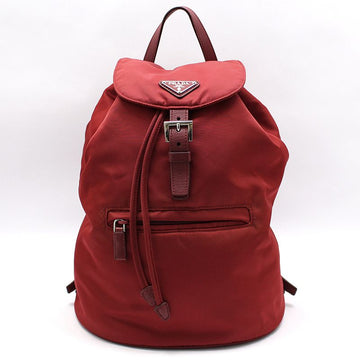 PRADA Roter Fabric Pocono Nylon Silber Triangel Logo Rucksack 1BZ032 133652115
