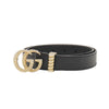 Gucci Black Leather Gold Double G Torchon Buckle Slim Women's Belt 70 / 524103 133652755 [P]