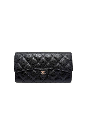 CHANEL Klassische Long Wallet Caviar Silber 30er Serie Zustand A+ 133653495