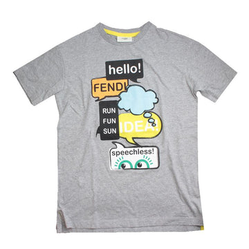 Fendi Kids Melange Grey Hello T-Shirt 8 Years 133654232