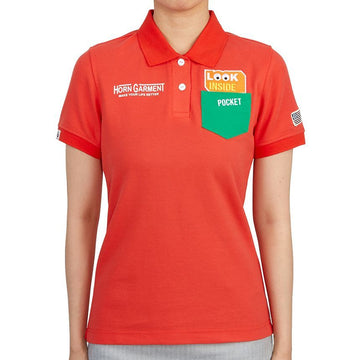 HORN GARMENT Women's Golf Short Sleeve T-Shirt HCW 2A AP05 ORANGE 35339990