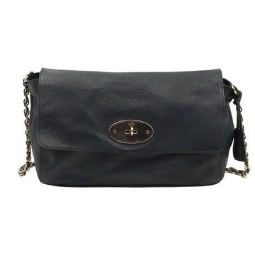 Mulberry Black Leather Gold-Tone Lily Chain Flap Shoulder Bag HH8295 134044700