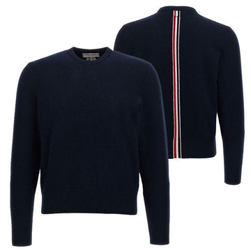 THOM BROWNE Rundhalsausschnitt Pullover aus Wolle mit drei Streifen navy 159583929 [P]