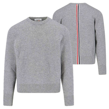 THOM BROWNE Rundhalswollpullover mit drei Streifen in Grau MKA518A Y1029 055 159583916 [P]