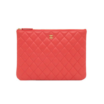 CHANEL Red Classic Lambskin New Medium Gold Clutch 27 Series / A82545 134114280