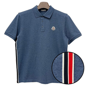 MONCLER ロゴパッチスリーストライプコットンピケポロシャツ 131342454
