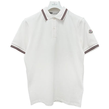 MONCLER Piqué Polo Shirt mit Streifenakzenten in Weiß (8A00007 89A16 034) 132883377