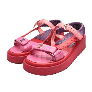 CHANEL Mehrfarbige Plattform Sandalen 37C 134361793